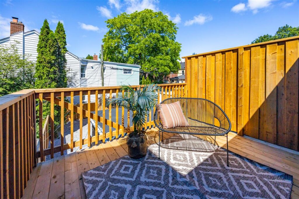 Rear deck of the renovated 170 Alton Avenue home in Toronto