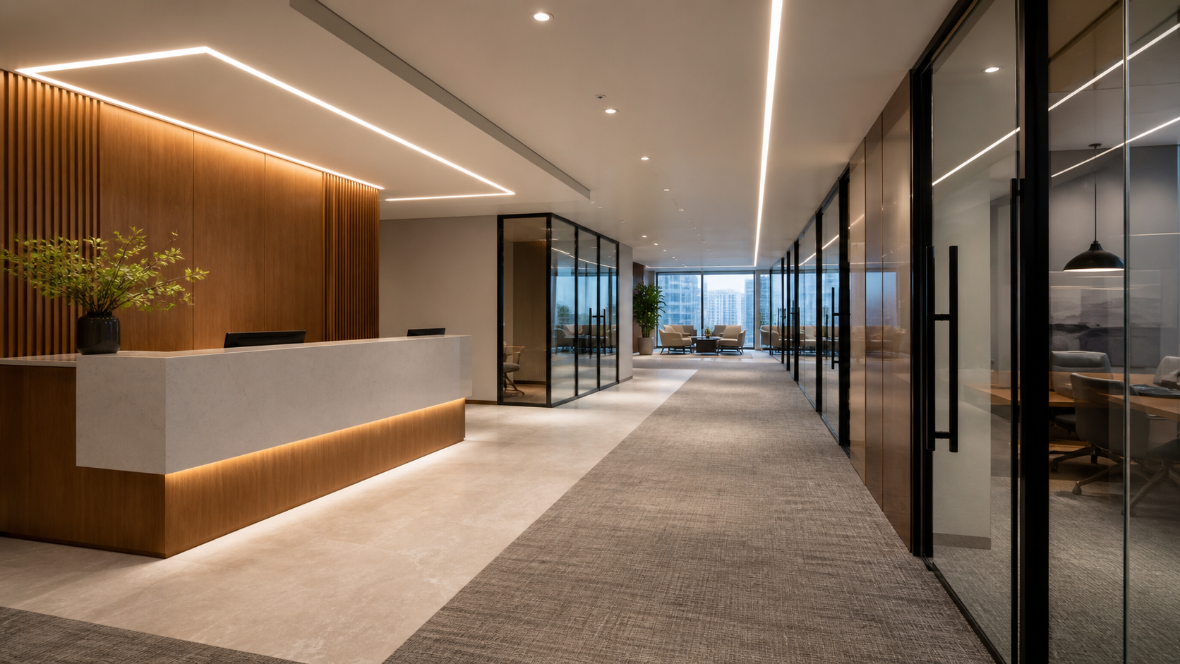 具清晰流線、接待區及會議室的 Toronto 現代辦公室 fit-out 室內設計